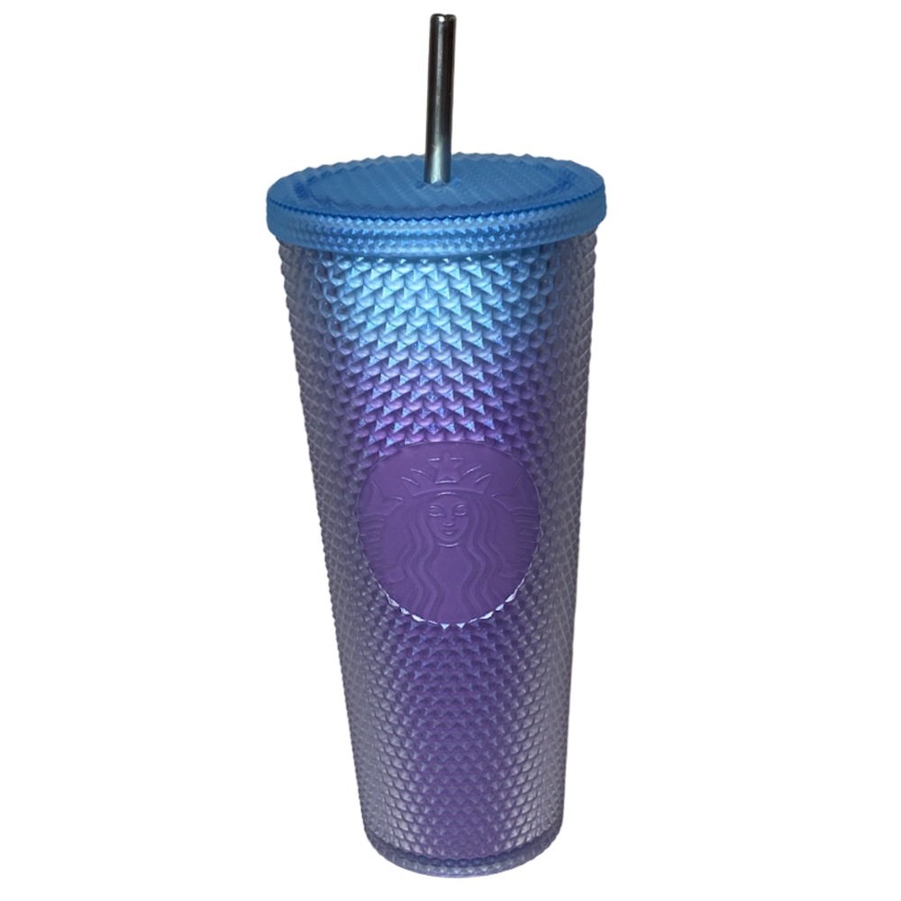 Starbucks Summer Purple Blue Ombre Venti Studded Tumbler Cold 24oz Cup & Straw